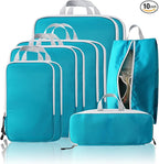 Compression Packing Cubes, 10 Set Packing Cubes for Travel Compression, Lightweight Compressible Package Organizer for Carry 