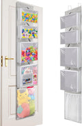 Woodoulogy Hanging Toy Storage over Door, Block Stuffed Animal Organizer Idea with 4 Removable Case Bag, Bi-Fold Closet Holde