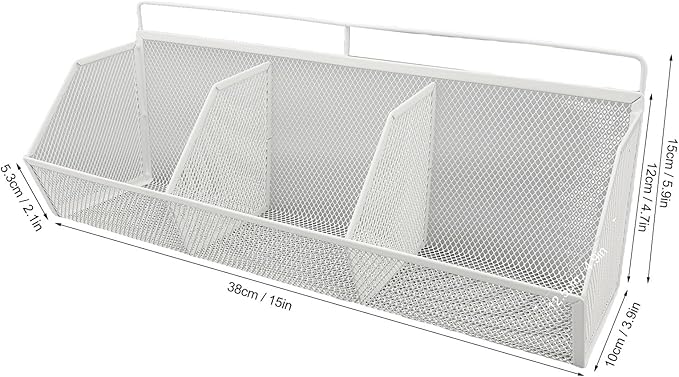 Metal Wire Basket, 3 Grids Wall Hanging Baskets, Wall Mount Slanted Opening Storage Organizer for Kitchen Bathroom Laundry Ro