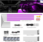RGB Acrylic Interior Car LED Strip Light with Wireless APP, 18 in 1 with 175 inches 593 LEDs Neon LED Strip Light, 16 Million Colors Dynamic Music Sync Car Ambient Lighting Kits