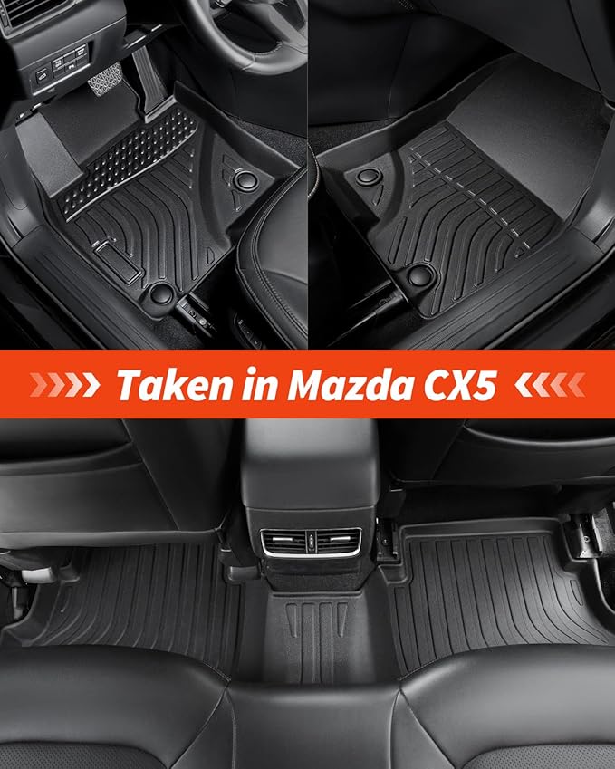 7 PCS for Mazda CX5 Floor Mats 2025 2024 2023 2022 with Cargo Liners Backrest Mat, Full Set Back Seat Cover Protector All Weather Trunk Front Rear Automotive Car Rubber Carpet Mat CX-5 Accessories