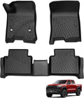 Powerty Floor Mats for 2023-2025 2026 Chevy Colorado/GMC Canyon Accessories, All Weather Car Liners TPE Truck Mats, 1st & 2nd Row Black
