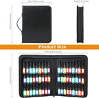 Zippered Key Case, Portable Key Organizer with Handle, Waterproof & Fireproof Key Binder with 54 Hooks and Tags, Key Box Orga