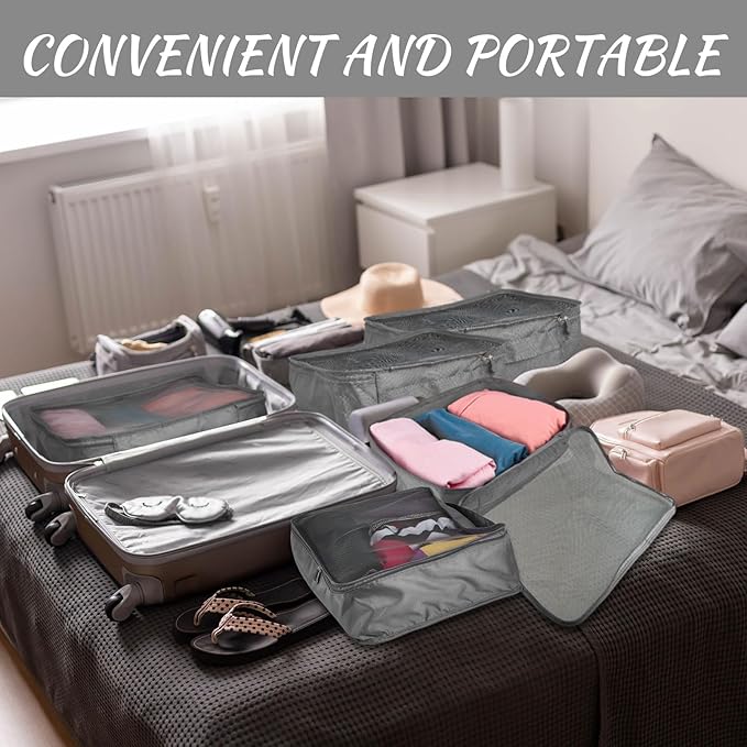 Silkfly 8 Pcs XL Packing Cube for Travel Luggage Organizer Suitcase High Capacity Large Packing Bag Bulk Reusable Mesh Travel