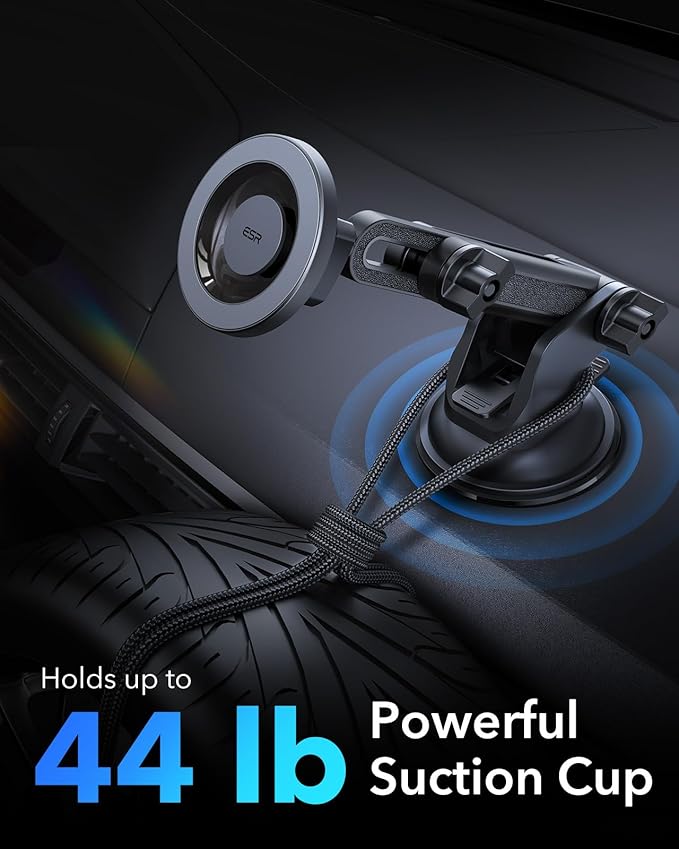 ESR for MagSafe Car Mount (HaloLock), Dashboard Magnetic Phone Holder for Car, Windshield Car Phone Holder Mount for iPhone 15/14/13/12, Car Accessories, Charging Not Supported, Metallic Grey