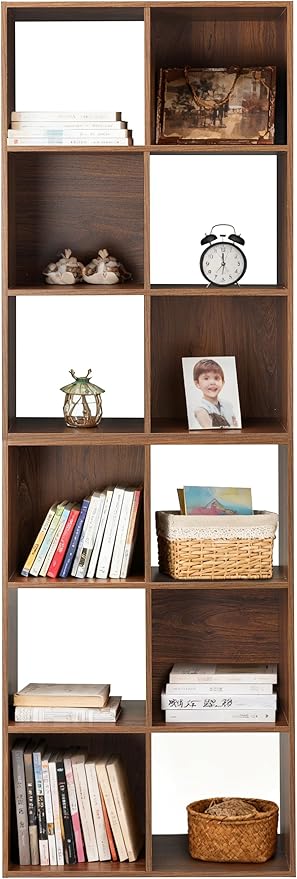 Whitmor 6 Cube Bookcase Storage Organizer, 3 Tier Stackable MDF Bookshelf, Open Storage Display Shelf, Storage Cabinet for Li