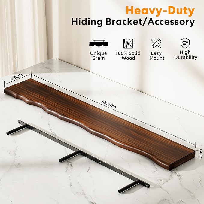 Floating Shelves for Wall Rustic Farmhouse 48 Inch Floating Shelf Bathroom Wooden Shelves for Wall Mounted Live Edge Pine She