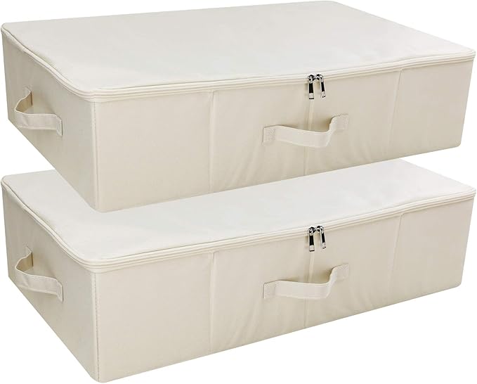 iwill CREATE PRO Pack of 2, Collapsible Rigid Storage Baskets for Underbed Organizer, Good for Clothing, Shoes, Bedding in Wa