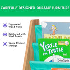 Humble Crew 4-Tier Kids Bookshelf, Natural Wood/Seafoam Green - Premium Book Shelf for Kids Rooms with Four Deep Pockets - To