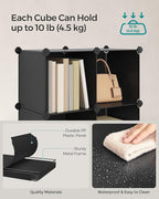 SONGMICS Cube Storage Organizer, Set of 16 Plastic Cubes, Closet Storage Shelves, DIY Plastic Closet Cabinet, Modular Bookcas