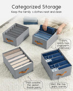 Homsorout Closet Organizers and Storage - Fabric Clothes Organizer with Handles, Foldable Jeans Organizer for Clothes, Drawer