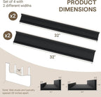 Fun Memories Picture Ledge Shelf - 32 Inches Floating Shelves Set of 4 - Floating Shelves with Lip for Storage - Wood Bookshe