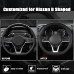 West Llama Customized Auto Car Steering Wheel Cover for Nissan,D Shaped Steering Wheel Cover for Rogue,Altima,Kicks (D-Shaped