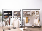 StorageWorks Hanging Closet Organizer with Metal Rod, 4-Section Closet Organizers and Storage, Collapsible Hanging Shelves fo