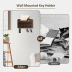 Nekon Key Holder Wall Mount, 8.5 Inch Small Home Decor Wooden Wall Organizer with 4 Hooks and Shelf, Key and Mail Holder for 