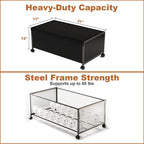 2 Pack Under the Bed Storage Containers,12 inch Height Under Bed Shoe Storage,31inch Long Underbed Storage with Wheels,Large 