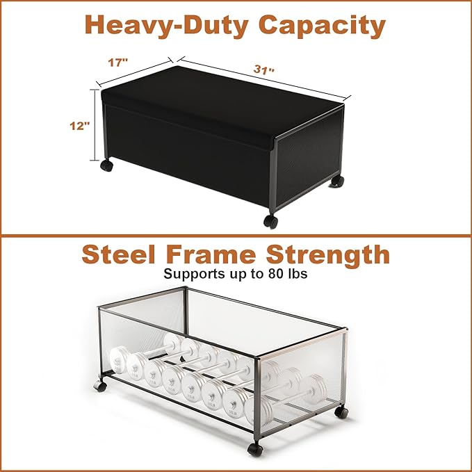 2 Pack Under the Bed Storage Containers,12 inch Height Under Bed Shoe Storage,31inch Long Underbed Storage with Wheels,Large 