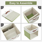 Bagnizer Storage Cubes, 4 Pack Linen Foldable Storage Bins (13 x 13 inch) with Clear Window and Handles, Fabric Organizer for
