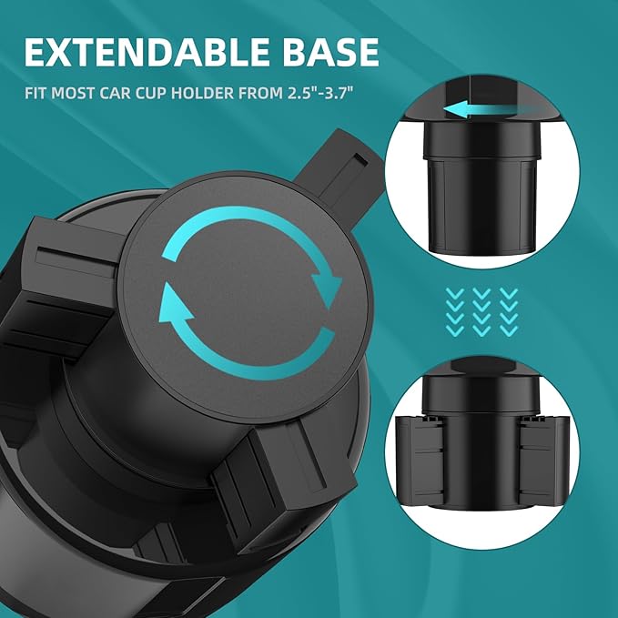 TYKOR Car Cup Holder Expander Adapter with Offset Base, Cup Holder Extender for Car Compatible with Yeti 14/24/36oz, Hydro Fl