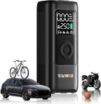 WARWOLF 160PSI Tire Inflator Portable Air Compressor, Electric Air Pump for Car Tires with Pressure Gauge, Dual Power 12V DC, LED Light, Auto Shut-Off, Tire Pump for Auto, Motorcycle, Bicycle, Balls