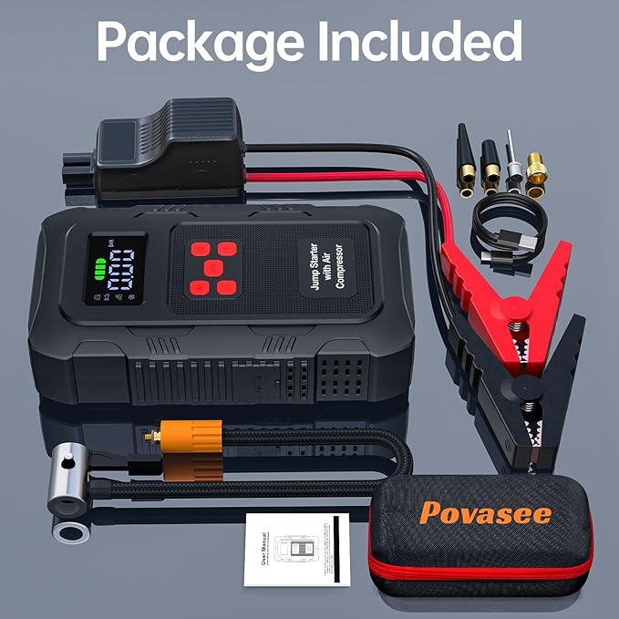 5000A Jump Starter with Air Compressor,A1 Car Jumper Starter with 150PSI Tire Inflator 12V Jump Box with LCD