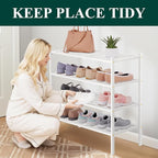 Smiry Bamboo Shoe Rack 4-Tier, Stackable Wooden Shoe Organizer for Entryway & Closet, Free Standing Wood Shoe Storage Shelf f