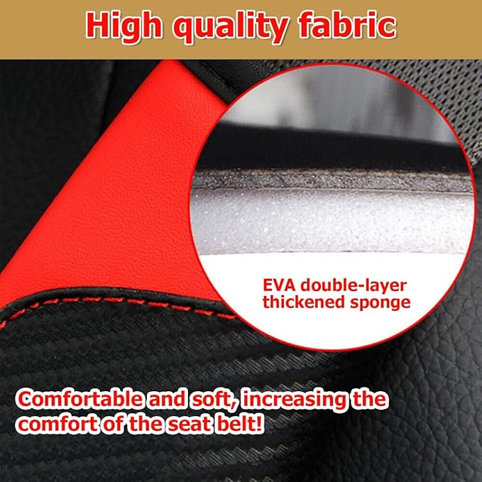 2 Pack Seat Belt Shoulder Pads for Toyota Corolla Cross2022-2026, Carbon Fiber Texture Strap Cover Breathable Interior Protection Cushion Accessories Kit,Red