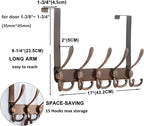 Dseap Over The Door Hook Hanger - Fits 1 3/8" to 1 3/4" Standard Doors | 5 Tri Hooks Heavy Duty Towel/Coat Rack | Door Organi
