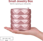 CONBOLA Travel Jewelry Case Box, Small Jewelry Organizer Earring Holder for Women, 5-Layer Rotating Jewelry Storage Tray with