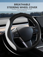 Custom Fit for Tesla Steering Wheel Cover Model 3 (2017-2026) & Model Y (2020-2026), Leather Designed for Tesla Highland/Juni