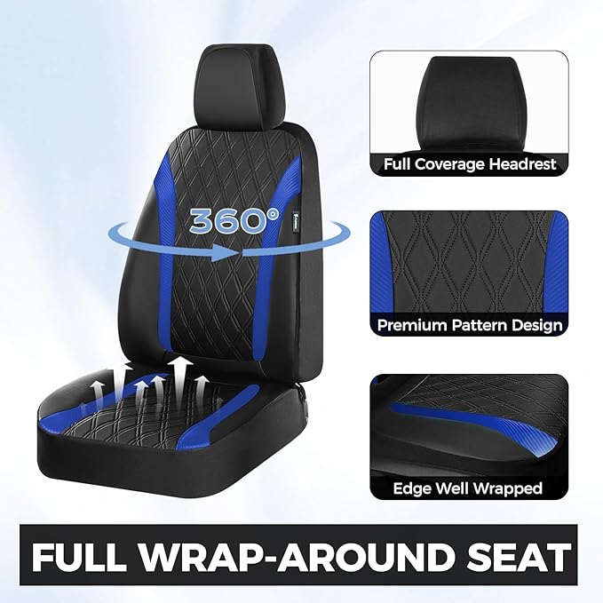 FLORICH Front Car Seat Covers, Leather Seat Covers for Cars, Waterproof Car Seat Protector Breathable, Front Seat Covers for 