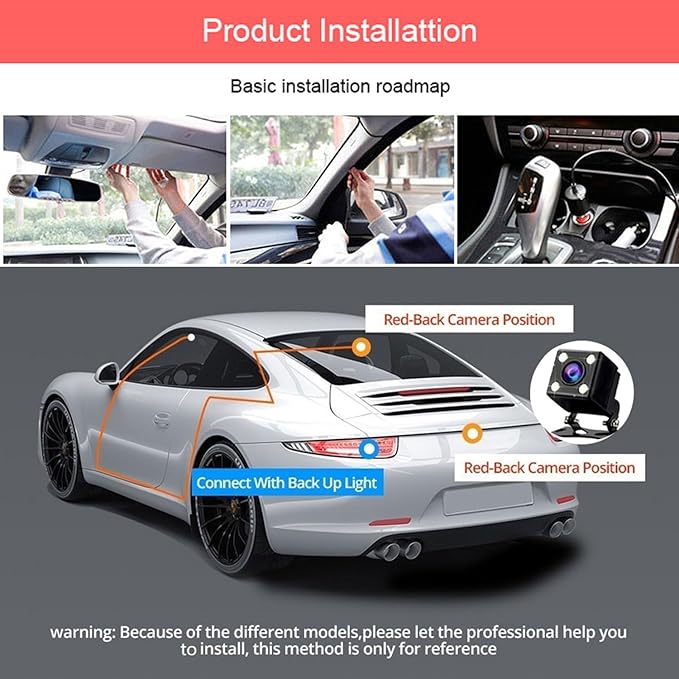 4 Channel Dash Cam 360° View, 1080P Front and Rear Inside, Left Right Dash Camera for Cars, Night Vision, WiFi & APP Control,