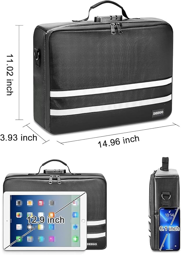DEEGO Fireproof Document Organizer With Lock, Waterproof File Organizer for Important Document Folder, File Paper, Certificat