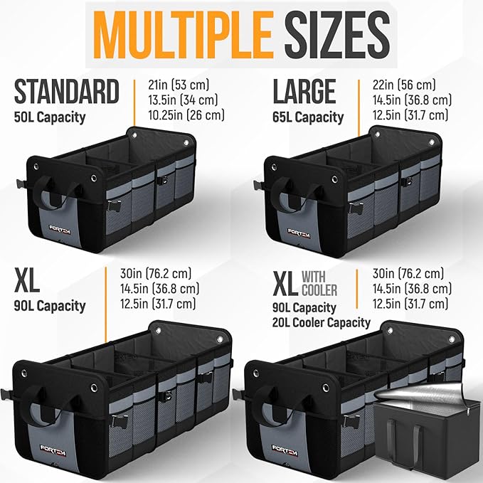 FORTEM Trunk Organizer For SUV Car Organizer and Storage, Multi-Compartment Storage Bag Car Accessories for Women Men, Perfect