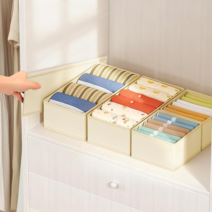 DIMJ Drawer Organizer Clothes Storage - 16 Pack Baby Dresser Organizer for Nursery, Foldable Drawer Dividers for Bedroom Clos