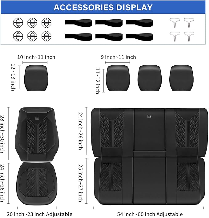 CAR PASS Leather Oxford Large Seat Covers For Truck F150 Ram Silverado Sierra 1500 Seat Covers, Scratch-resistant Water-proof