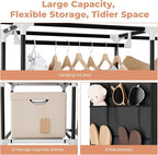VTRIN Portable Closet Wardrobe for Hanging Clothes 57.3 Inch Large Capacity Clothes Rack with Cover, 10 Storage Organizer She