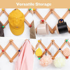 SCUNDA Expandable Hat Rack for Wall, Colorful Wall Hook for Coat/Mug/Baseball Cap, 2 Packs Hat Holder for Girls or Boys Room,