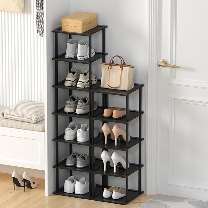 MHXW SXPN Bamboo Free Standing Shoe Rack Shelf Multi Tier Tall Wooden Stackable Shoes Rack Organizer for Closet Front Door En