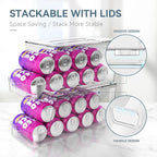theaoo Large Stackable Refrigerator Organizer Bins AND Soda Can Dispenser for Refrigerator with Lids