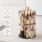 360 Rotating Makeup Organizer with Lipstick Slots, DIY 8 Adjustable Height Spinning Skincare Organizers, Brush and Perfume St