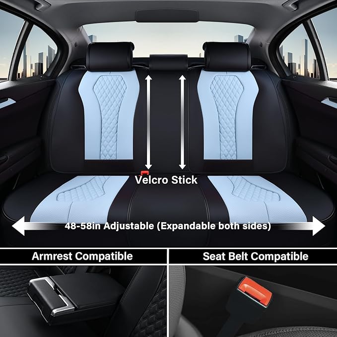 Coverado Auto Seat Covers, Car Seat Covers Full Set, Blue Car Seat Cover, Driver Seat Covers Front Seats Rear Seat Cover, Lux