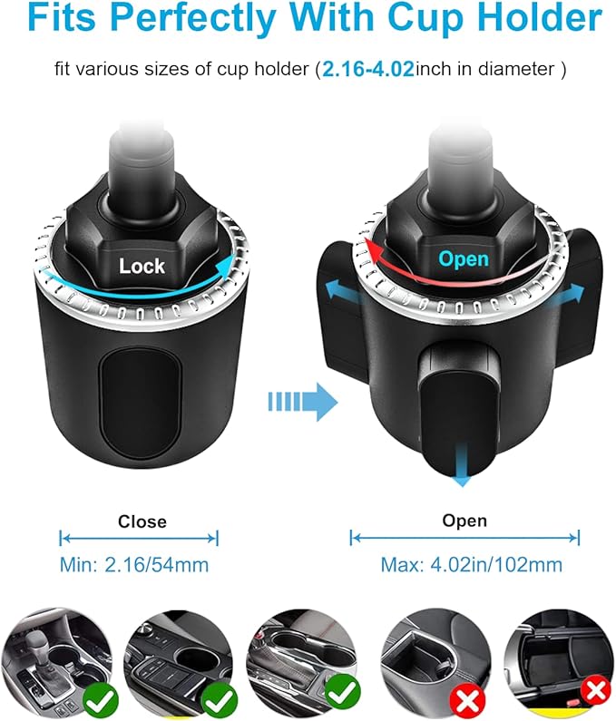 woleyi Car Cup Holder Tablet Mount, Adjustable 10.5" Gooseneck Arm Car Cupholder Tablet Stand, Compatible with iPad Pro/Air/Mini, Galaxy Tab/Z Fold, Fire HD, iPhone, 4.7-13" Cell Phones and Tablets