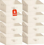 Criusia Closet Organizers Bins 8 Pack - Large Closet Shelf Organizer with Handles - Fabric Trapezoid Home Organization and St