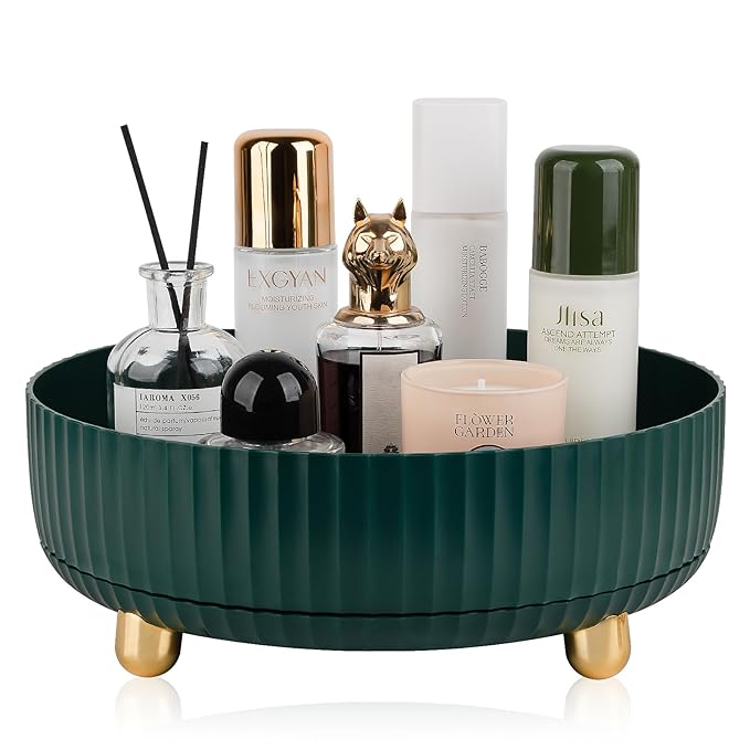 Anyoifax Makeup Perfume Organizer Tray 360 Degree Rotating Lazy Susan Skincare Lotion Organizer Spinning Cosmetics Storage fo