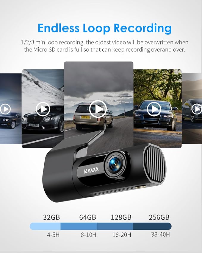 KAWA Dash Cam 2K, WiFi Dash Camera for Cars 1440P with Hand-Free Voice Control, Night Vision, Mini Hidden Dashcam Front, Emer