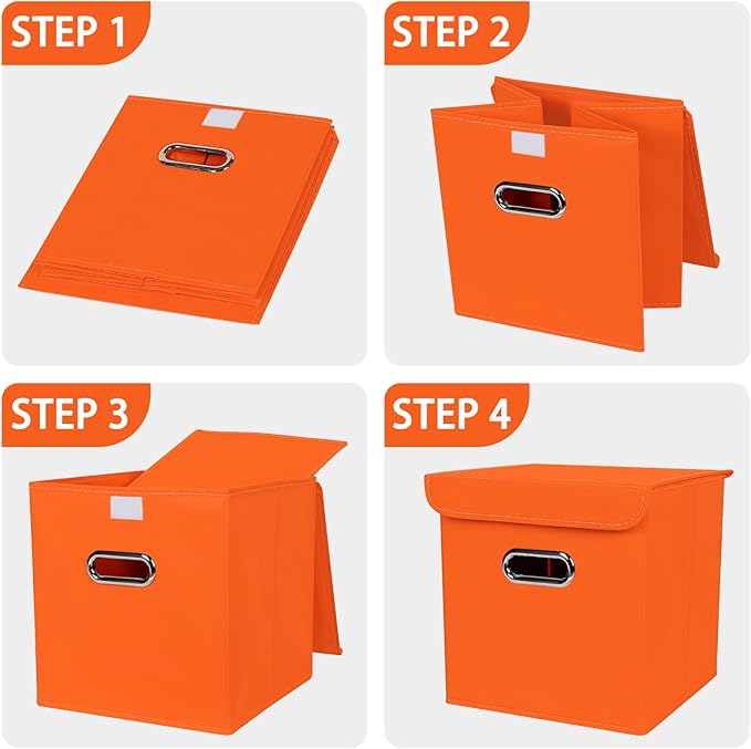 Closet Organizers Fabric Storage Bins With Lids Collapsible Cube Storages Organizer Basket With Handles,Storage Boxes for Clo