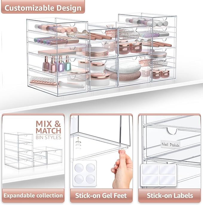 Sorbus Makeup Organizer With 18 Drawers, Acrylic Drawer Organizer for Makeup, Office Organization and Storage, Art Supplies, 