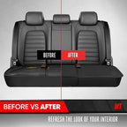 Motor Trend Rear Seat Cushion - Black Diamond Stitched Faux Leather Rear Seat Cover for Cars, Trucks, SUVs - Padded, Waterpro