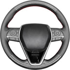 MEWANT Breathable Glossy Carbon Fiber + Black Genuine Leather DIY Car Steering Wheel Cover for Toyota Camry 2018-2019 / Toyota Avalon 2019 / Toyota Corolla 2019-2020 / Toyota RAV4 2019
